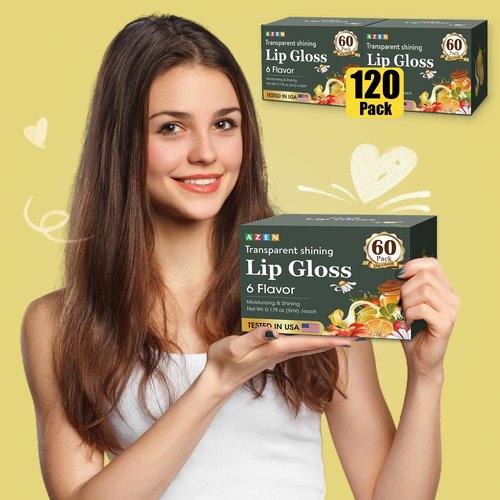 AZEN 120 Pack Lip Gloss Set, Clear Lip Gloss Bulk, Lip Oil for Dry Cracked Lips Moisturizing Hydrating Nourishing with Vitamin E, Valentines Gifts Easter Basket Stuffers