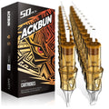 Ackbun 50Pcs Assorted Tattoo Needles #10 5Pcs each of 5RL, 7RL, 9RL, 11RL, 5RS, 9RS, 15RM, 21RM, 15M1, 21M1 Mixed Size Disposable Tattoo Cartridge Needle Pro Sterilization and Safety for Tattoo Pen