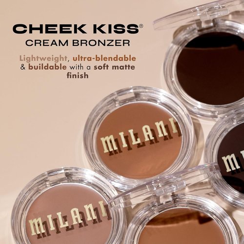 Milani Cheek Kiss Cream Bronzer - Hey Honey | Vegan, Lightweight Glow & Soft Matte Finish