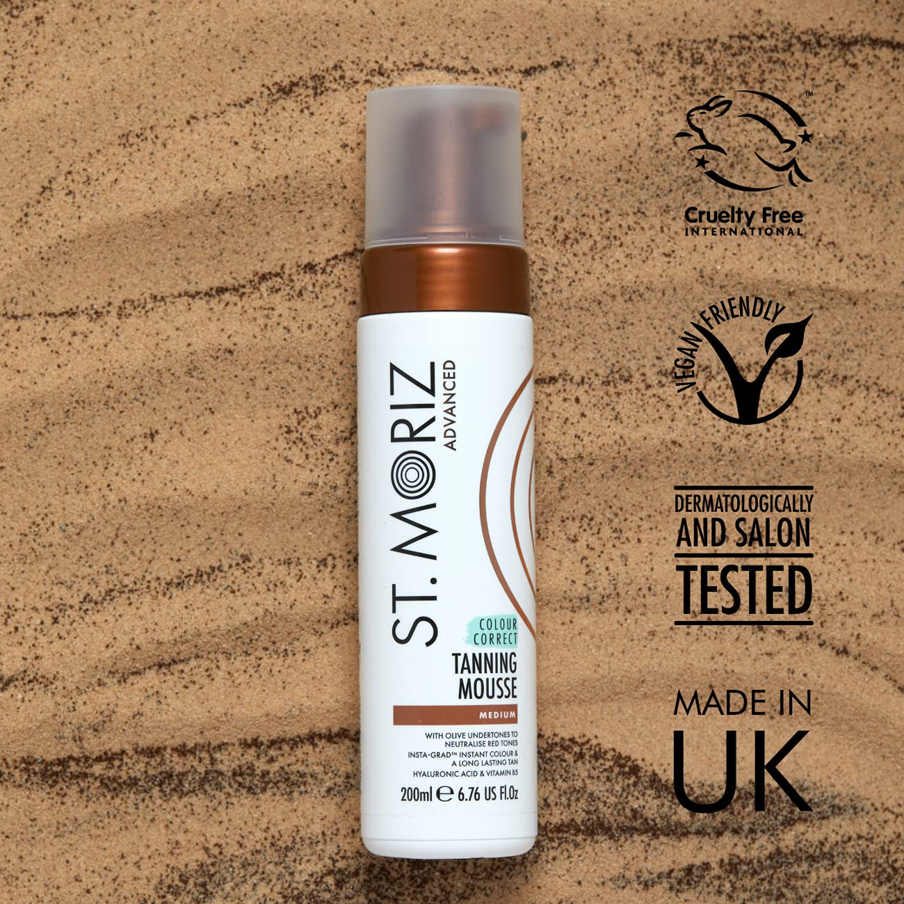 St. Moriz Self Tanner Mousse - Advanced Color Correcting Formula in Medium | 7.78 Fl Oz - Streak-Free & Long-Lasting