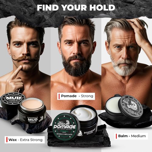 Bossman Natural Hair & Beard Pomade - Vetiver X Scent | Medium Hold & Moisturizing for Hair, Beard & Mustache