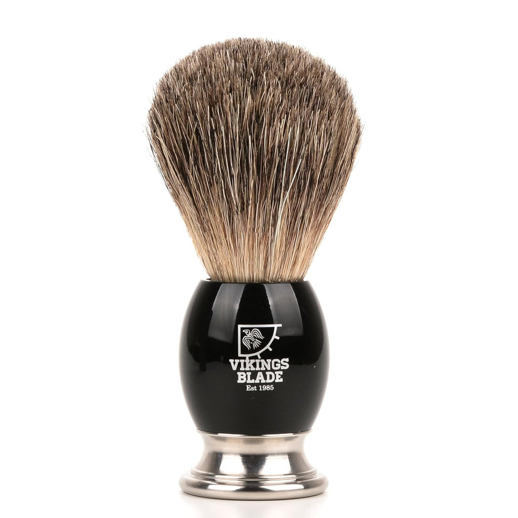 VIKINGS BLADE Luxury Shaving Brush - Ultra Heavy Acrylic & 316L Steel Handle, Dark Stallion Color