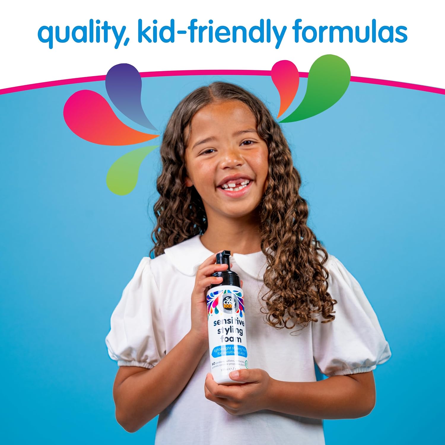 SoCozy Kids Sensitive Styling Foam - Gentle Hold Foam for Straight or Curly Hair | Rosemary Scent (6 fl oz)