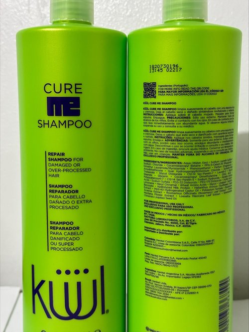 Kuul Cure Me Shampoo 33.8 oz - SHAMPOO KÜÜL RECONSTRUCTOR DEL CABELLO CON HIDRATACIÓN PROLONGADA - 1 Litro / 1000 ML