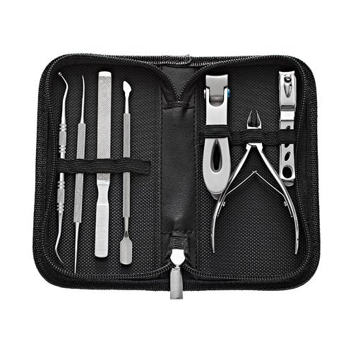 MAVIÉ Ingrown Toenail Clippers for Seniors Thick Toenails, 7 Pcs Heavy Duty Large Pedicure Toe Nail Clipper Set with Wide Opening, Includes Nail Cutter, File, Lifter, Cuticle Pusher, Travel Case