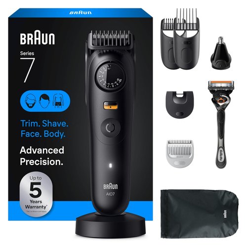 Braun Series 7 All-in-One Beard & Body Grooming Kit - Cordless Trimmer & Shaver with Gillette ProGlide Razor | Model AIO 7535