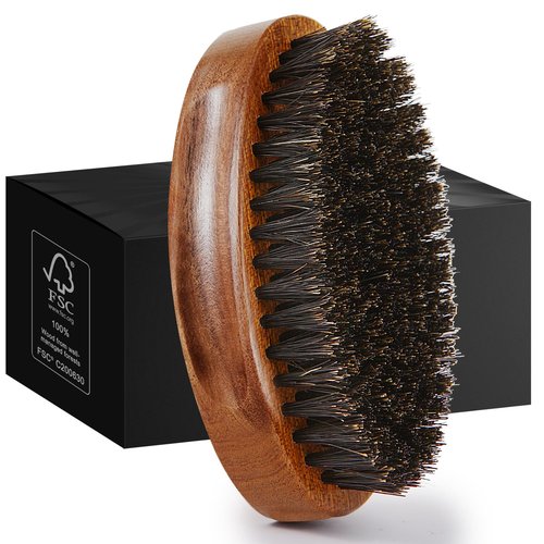 Sosoon Beard Brush for Men, 100% Pure Boar Bristle Beard Brush, Beard Grooming Set Including Beard Comb, 2 Pcs Mustache Scissors, and Travel Bag