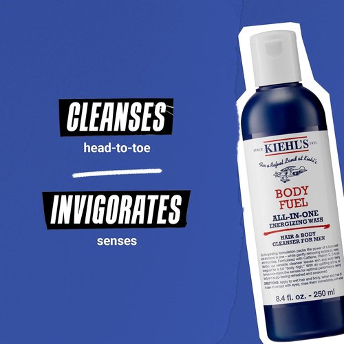 Kiehl's Body Fuel Energizing Body Wash & Shampoo for Men - Menthol, Caffeine & Vitamins, 16.9 Fl Oz