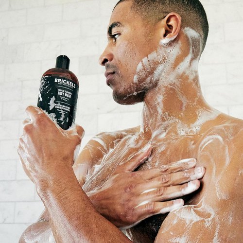 Brickell Men's Invigorating Body Wash - Natural Deep Cleaning Shower Gel with Aloe & Jojoba | 16 oz Tropical Teakwood