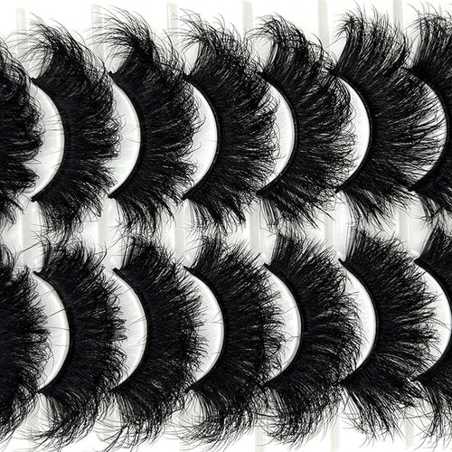 loladook Mink Lashes Fluffy 3D Volume Dramatic Lashes Faux Mink 25mm Big Long Cat Eye Full Strip Eyelashes Pack Wispy 20mm False Eyelashes Bulk