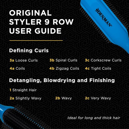 Denman D4 Hairbrush - Premium Styling Tool for Smooth, Tangle-Free Hair | Ideal for All Hair Types