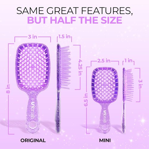 FHI Heat UNbrush Mini Detangler Brush - Pain-Free Brushing for All Hair Types | Lightweight, Anti-Static Bristles