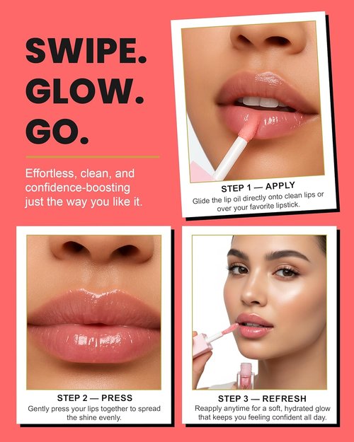 DivineDiva Lip Oil - Hydrating & Moisturizing High-Shine Gloss with Hyaluronic, Coconut & Argan Oils | Vegan Watermelon Bliss