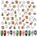 60PCS Christmas Nails Charms, Lorvain 3D Xmas Alloy Charms for Nails Snowflake Christmas Tree Nail Rhinestones Elk Santa Metal Nail Art Diamond Gems for Christmas Nail Art Decoration