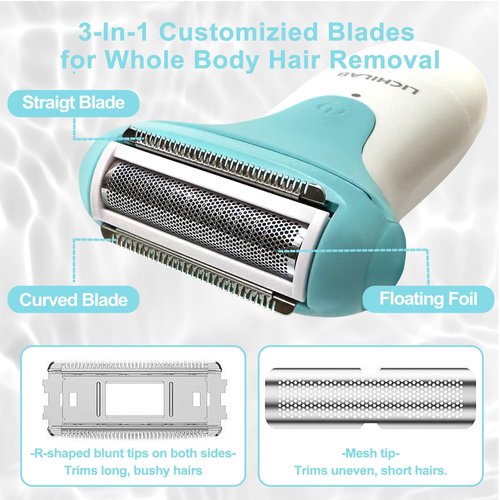 Lichilab Electric Razors for Women & Bikini Trimmer for Sensitive Skin - Hypoallergenic Cordless Foil Shaver Painless Body Hair Removal for Legs,Underarms,Pubic Hair,Travel Ready Wet/Dry,202120702
