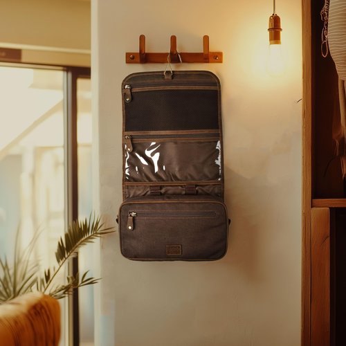LEATHER VILLAGE Hanging Leather Toiletry Bag for Men – Handcrafted Vintage Premium Travel Dopp Kit with Waterproof Lining, Shaving Organizer and Shower Bathroom Essentials Case - Brown