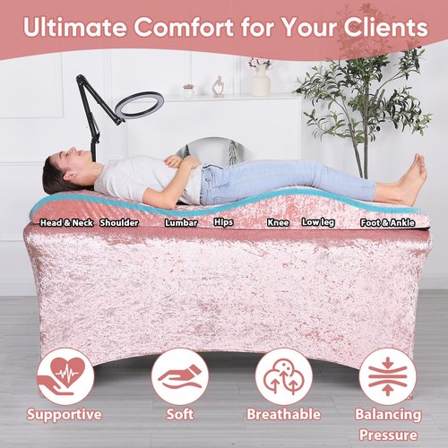 Crushed Velvet Curved Lash Bed Topper Cover – Shiny Massage Topper Cover Ultra-Soft for Lash Extensions & Spa Treatment Comfort