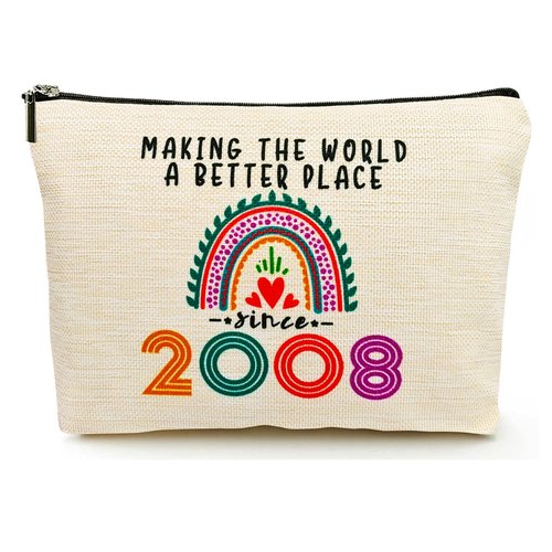 Suemetic 18th Birthday Decorations for Girls, 18 Year Old Girl Makeup Bags, 2008 Cool 18th Birthday Gifts for Teenage Girls Gift Ideas, Sister, Daughter, Cosmetic Travel Pouch, Christmas