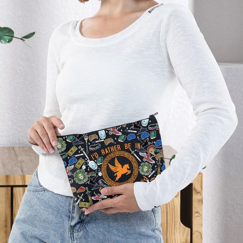 G2TUP Orange Horse Inspired Makeup Bag Book Lover Cosmetic Bag I'd Rather Be In Camp Half-blood Makeup Bag (In Camp BL MG)