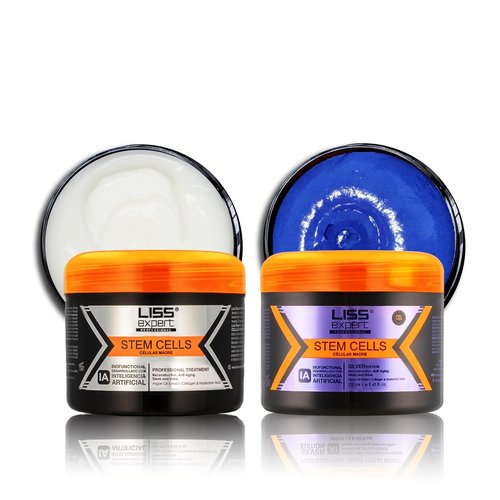 Liss Expert Stem Cells Hair Treatment - Silver Edition with AI Formula for Blondes & Gray Hair | 8.45 oz Each
