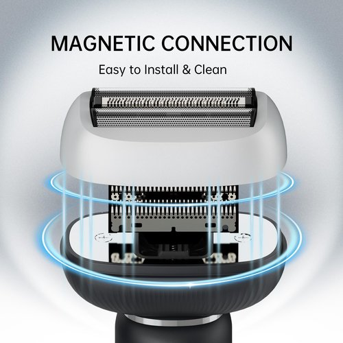 Electric Shaver for Men with Floating Arc 3-Blade, 9000 RPM, Magnetic Head, 1 Hour Fast Type-C Charging, IPX7 Waterproof, Skin-Friendly Blade for Smooth Shaving, Black