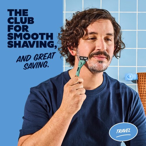 Dollar Shave Club | Travel Shave Set | 4 Extra Close Refill Cartridges, 1 Handle (Green), 1 Razor Cover