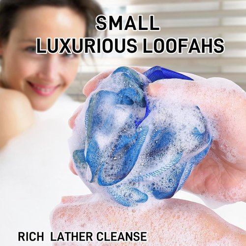 20 Pack Mini Shower Loofah Bath Sponge 20G, Soft Travel Size Nylon Mesh Puff for Body Wash, Loofah Shower Exfoliating Scrubber Pouf for Women and Men, Full Cleanse, Beauty Bathing Accessories