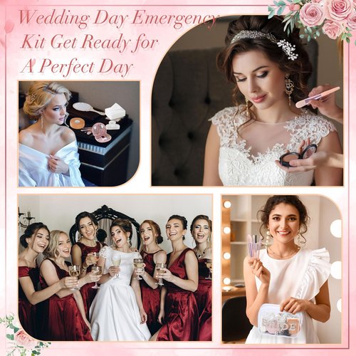 Sunnymove Bride Emergency Kit for Wedding 49 Bridal Emergency Kit for Wedding, Essentials Must Haves Survival Set for Bride, Travel Items with Makeup Bag for Women Daily(Clear)