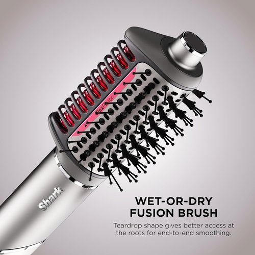 Shark FlexFusion Hair Dryer - Fusion Hair Brush & Diffuser with Auto-Wrap Curlers | Metallic Mist HD642