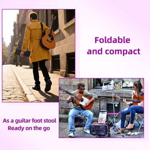 Pedicure Foot Rest, 6 Heights Adjustable Foot Stool, Metal Foldable Non-Slip Stand for Home and Salon Use Pedicure Station, Ideal Pedi Stool for Nail Tech or Guitar Foot Stool Black