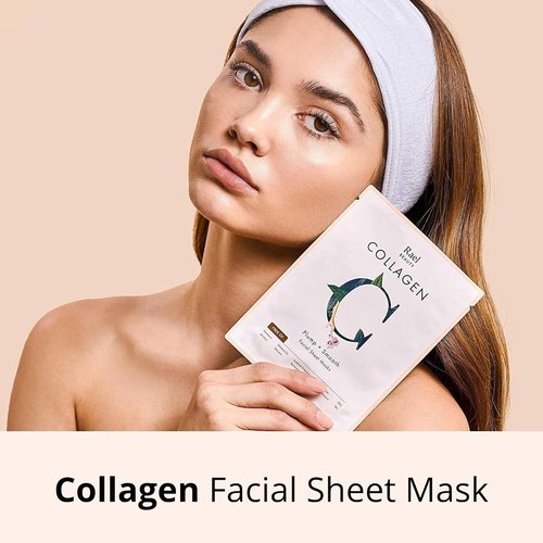 Rael Collagen Face Masks - Nourishing Bamboo Sheet Mask with Fruit Extracts | 5 Sheets for All Skin Types