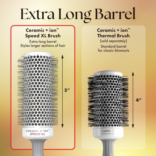 Olivia Garden Ceramic + Ion Speed XL - Extra-Long Round Thermal Hair Brush for Professional Blowouts