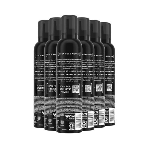 TRESemmé Extra Hold Hair Mousse - 24-Hour Touchable Volume with Pro Lock Technology | 10.5 FL Oz (Pack of 6)