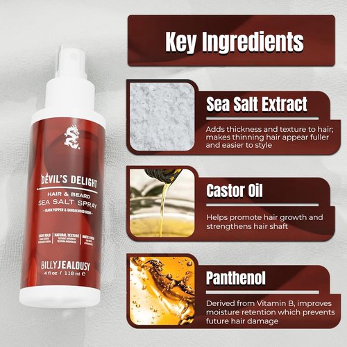 Billy Jealousy Sea Salt Spray - Texturizing & Volumizing Hair Spray for All Hair Types