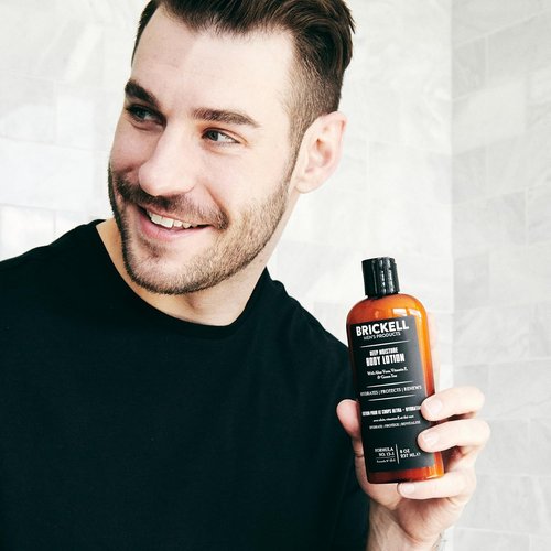 Brickell Men's Deep Moisture Body Lotion - Natural & Organic Hydration for Dry Skin | 8 Oz, Unscented