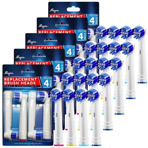 Replacement Brush Heads Compatible with OralB Braun- Pack of 20 Professional Electric Toothbrush Heads- Precision Refills for Oral-b 7000, Clean, Oral B Pro 1000, 9600, 500, 3000, 8000, Vitality Plus!