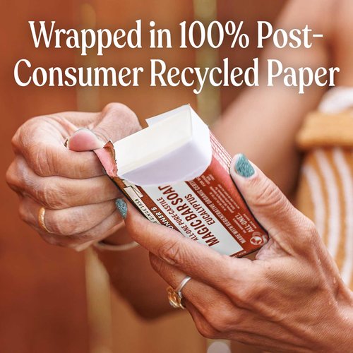Dr. Bronner's Pure-Castile Magic Soap Bars (Eucalyptus, 5 oz, 6-Pack)- Made with Regenerative Organic Certified Oils for Face, Body & Hair - Gentle, Vegan- Bar Soaps for Men & Women