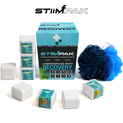 Shower Steamers for Sinus Relief | Recovery | XXL 80g Cold & Flu, Allergies, Post-Workout | Eucalyptus, Tea Tree, Turmeric, Arnica, Caffeine, Menthol | Extra Strength Aromatherapy | STiiMPAK (8 Pack)