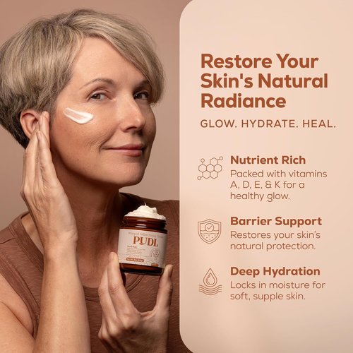 PUDL Grass Fed Beef Tallow Whipped Lotion Balm - Nourishing Anti-Aging Moisturizer with Manuka Honey & Jojoba Oil for Sensitive Skin