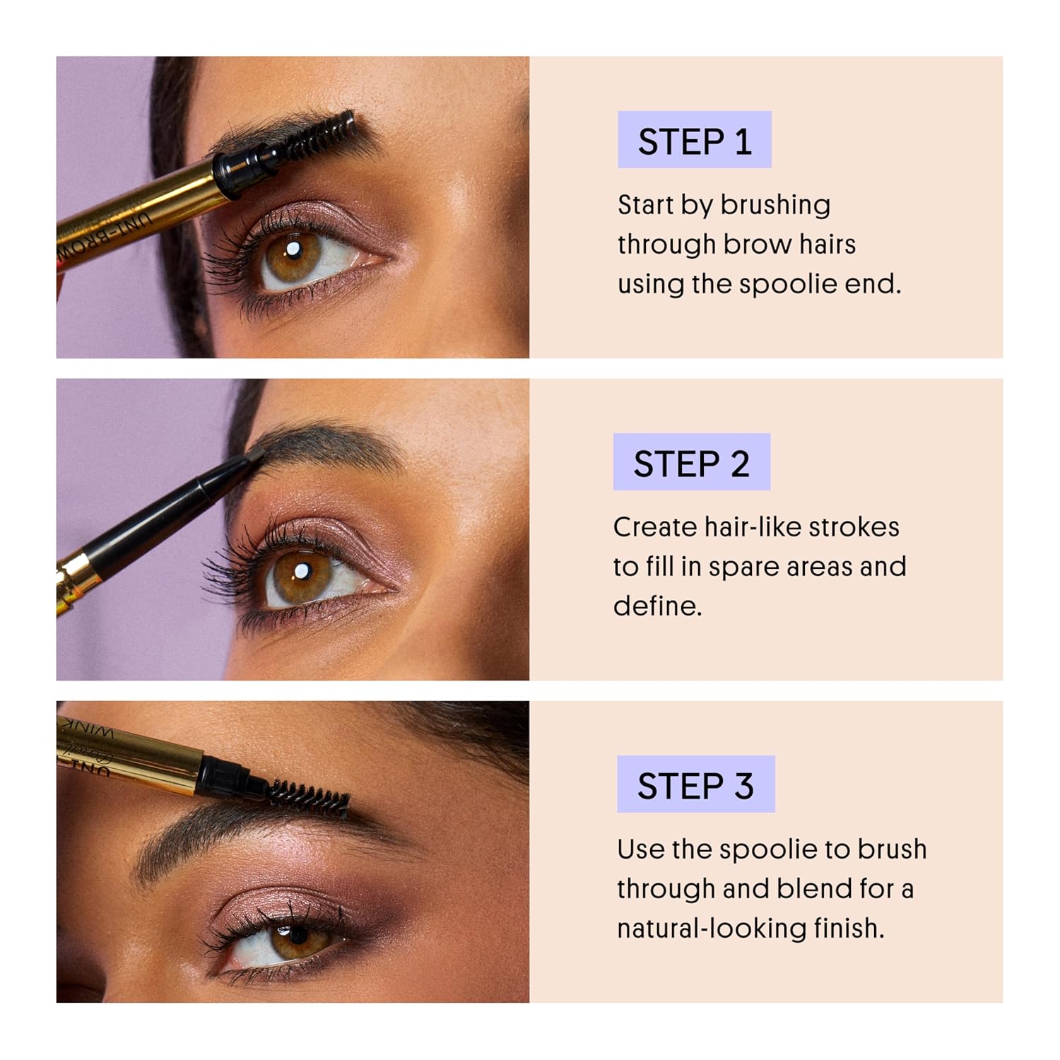 Winky Lux Uni-Brow Eyebrow Pencil - Dual-Ended Waterproof Brow Definer with Spoolie | Universal Shade for Natural Brows (Brown, Blonde, Taupe)