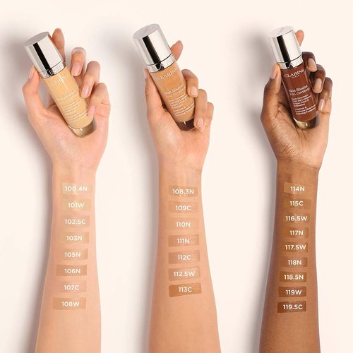 Clarins Skin Illusion Foundation - Longwear Full Coverage with Luminous Matte Finish | 24H Hydration & Hold | 1 Fl Oz