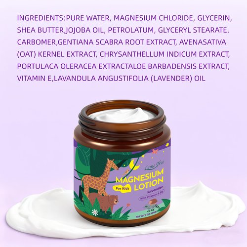 Magnesium Lotion for Kids & Babies, Lavender Magnesium Cream for Sleep, Soothing Relief & Relaxation, Topical Magnesium Buttur, Apply to Legs, Arms, Stay Calm at During The Night (4 oz, Lavender)