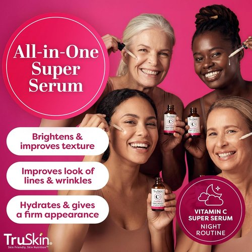 TruSkin Vitamin C Super Serum - Brighten, Firm & Smooth Skin with Retinol, Niacinamide & Hyaluronic Acid | 2 Fl Oz