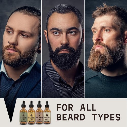 Striking Viking Beard Oil for Men - 0.66 Fl Oz, Pack of 4 - Barber-Style Softening Infusion - Encourages Fuller Beard Growth - Featuring Sandalwood, Vanilla, Cedarwood, Citrus Oil