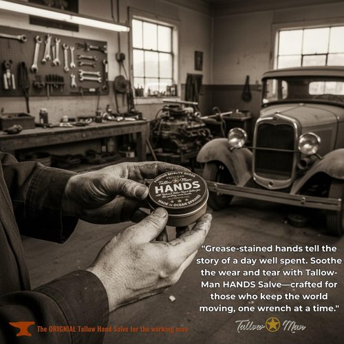 Tallow Man Hand Salve – Heavy-Duty Hand Repair for Working Men | Grass-Fed Tallow 5oz