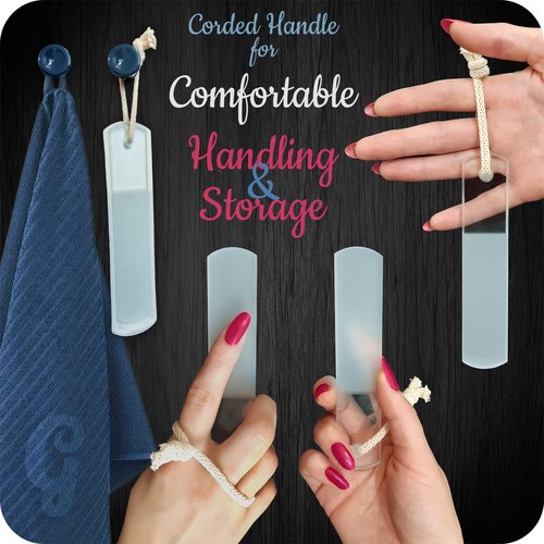 GLADZY Glass Nail File Set – Czech Crystal Nail Files for Natural Nails, Glass Foot File Callus Remover, Professional Manicure & Pedicure Kit for Fingernails & Toenails with Case and Towel, Made in EU