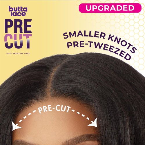 Sensationnel Butta Lace Precut Wigs - Unit 12 Glueless Extra Wide 5 Inch Deep Parting Synthetic Pre Tweezed Smaller Knot Hairline (1 JETBLACK)