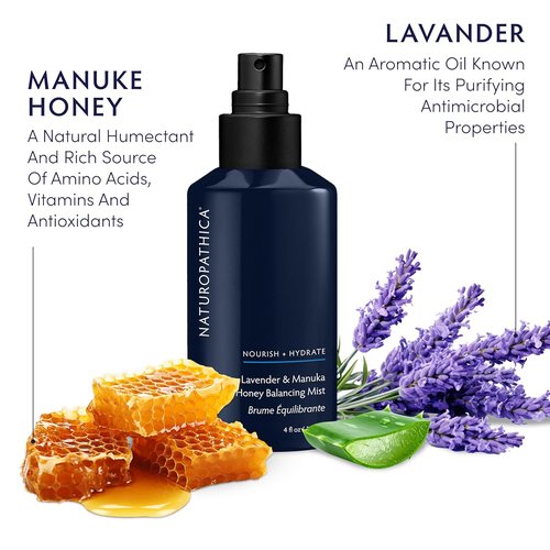 Naturopathica Lavender & Honey Balancing Mist - Vegan Facial Toner for Moisturizing & Calming - 4.0 oz (120 ml)