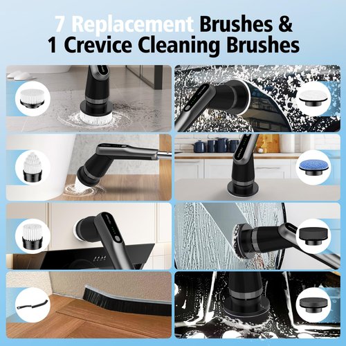Dreazu G2 Electric Spin Scrubber - IPX7 Waterproof 10-in-1 Shower Cleaner Brush, Retractable Handle & 2-Speed for Bathroom, Bathtub, Kitchen, Tile Floors
