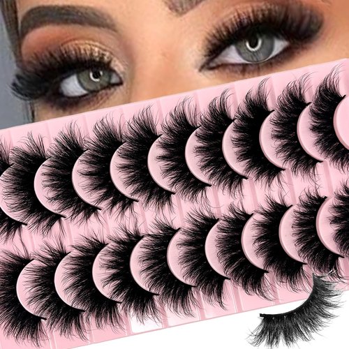 SISIYDY Mink Lashes Cat Eye Wispy Soft Faux Mink False Eyelashes Natural Look C Curl Full Strips Lashes Pack 18mm Long Dramatic 3D 8D Long Volume Thick Faux Mink Fake Eyelashes Bulk YH013